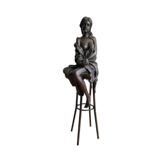 Bronzová socha sedící ženy – signovaná Pierre Colinet – elegantní akt, umělecká figurka